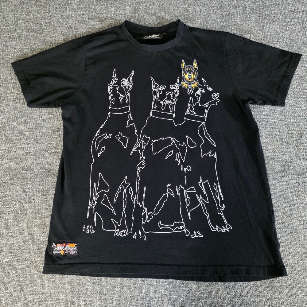 Super Massive Art Series Doberman T Shirt Mens L Worldwide Hustle Black Graphic